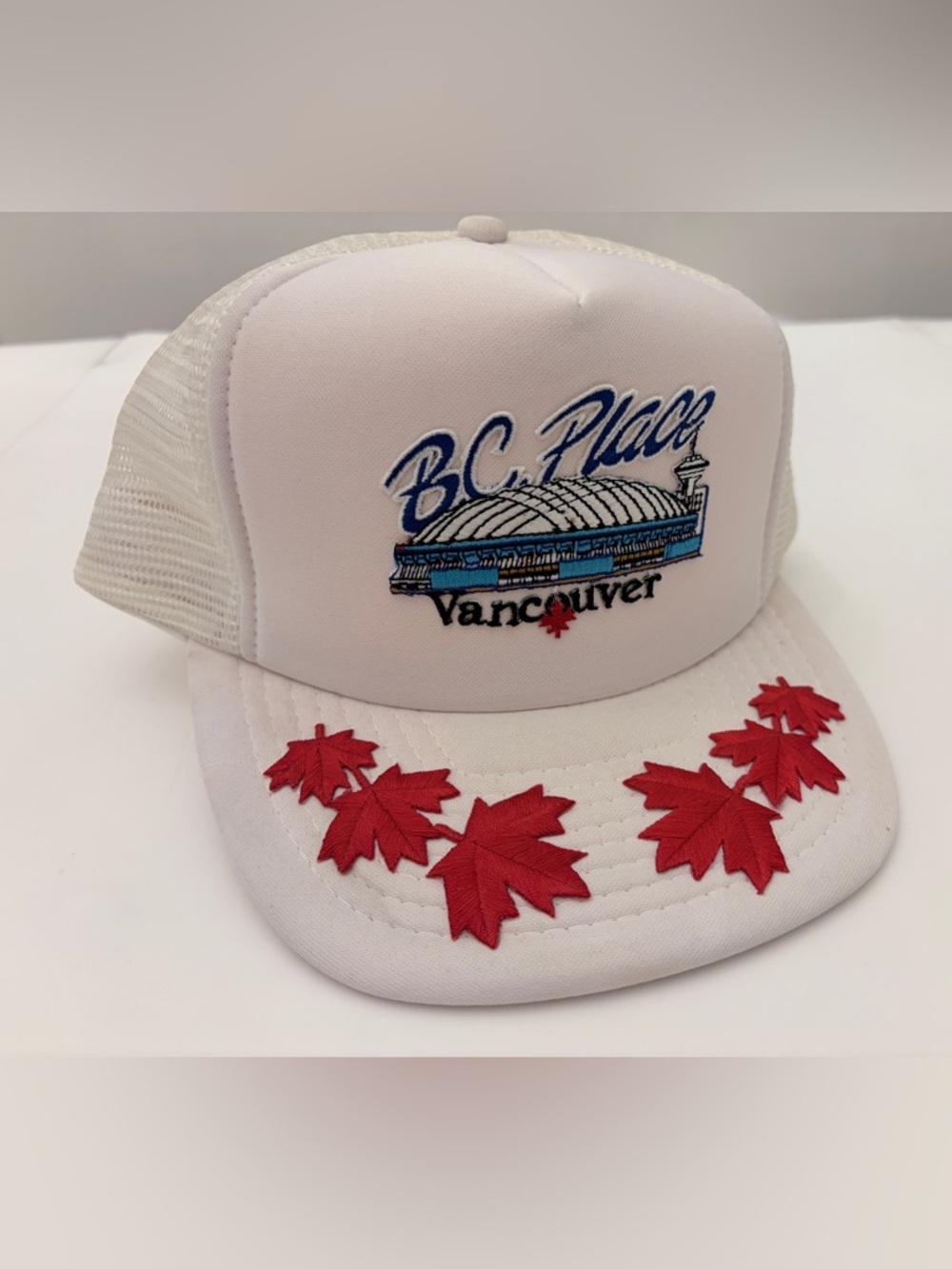 Vintage Retro Wilson BC Place Vancouver White Trucker Hat